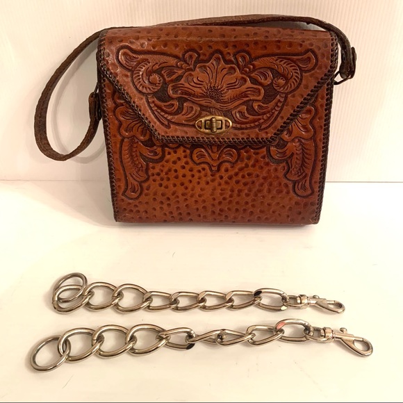Hand Tooled Leather Front Flap Small Purse - Picture 7 of 8